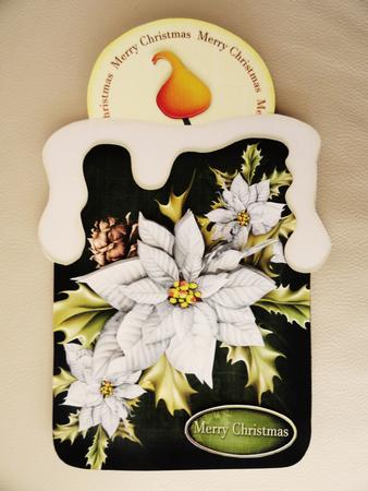 Candle Shape Card Classic Green White 695 by Valerie Spowart