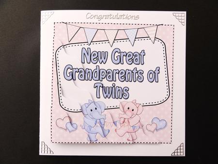 New Baby Great Grandparents of Twins Wavy Corner Side Stacke by Valerie Spowart