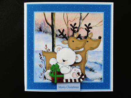 Baby Polar Bear and Reindeer 7x7 Card by Valerie Spowart