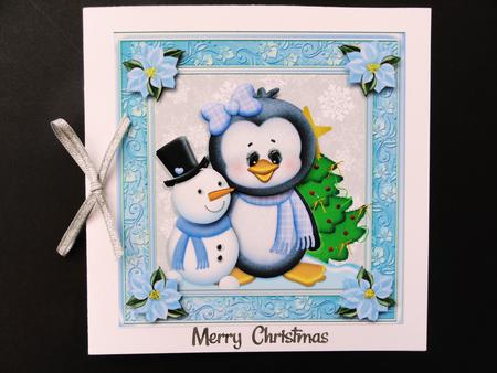 Gorgeous Penguin with Snowman 8x8 by Valerie Spowart