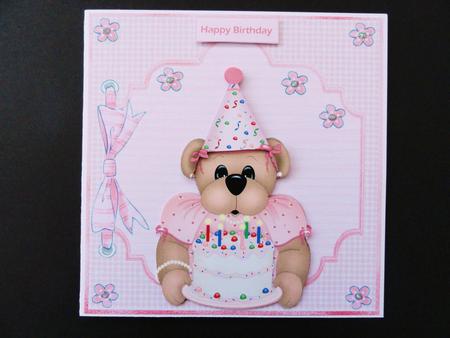 Birthday Bear 7x7 Card and Decoupage by Valerie Spowart