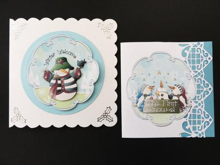 Scallop Snowmen Card Fronts with Toppers by Valerie Spowart