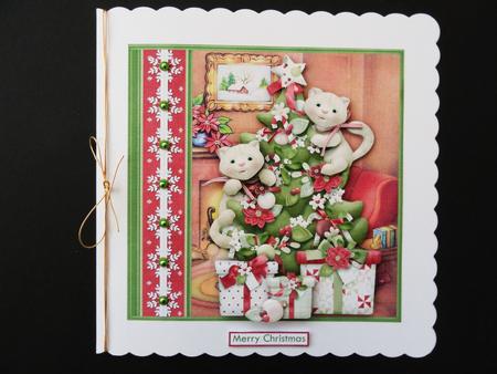 Cats Up the Christmas Tree 7.5 Decoupage Mini Kit by Valerie Spowart