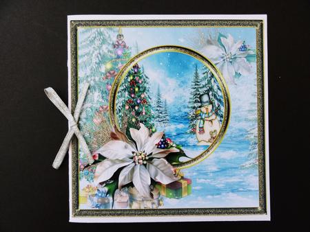 Snowman and the Christmas Tree 7x7 Card by Valerie Spowart
