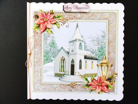 Beautiful Christmas Church Scene 8x8 by Valerie Spowart