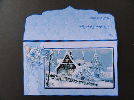 Snowy Christmas Cottage Money/gift Voucher Wallet by Valerie Spowart