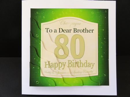 80th Birthday Brother Champagne Label Wavy Corner by Valerie Spowart