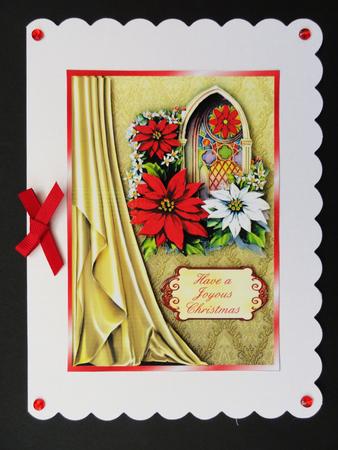 Poinsettia Church Window - Card Front with Decoupage by Valerie Spowart