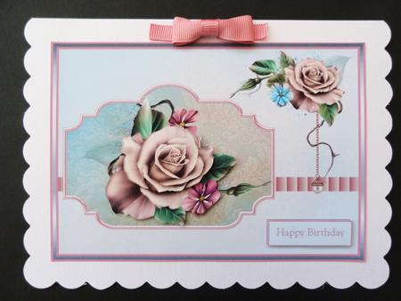 Peach Rose Card with Decoupage by Valerie Spowart