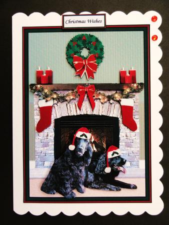 Cocker Spaniel,black,christmas Fire Place Scene by Valerie Spowart