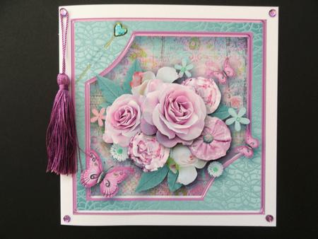 Shabby Chic Flowers Decoupage Card Front by Valerie Spowart