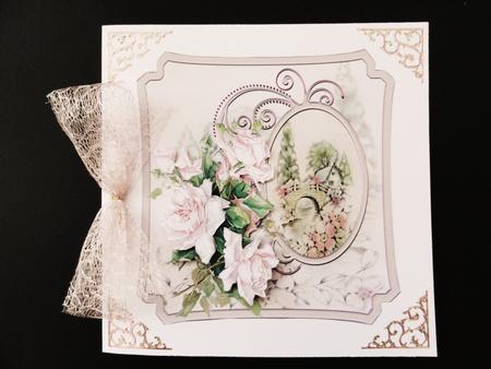 Summer Roses 7x7 Card with Decoupage by Valerie Spowart