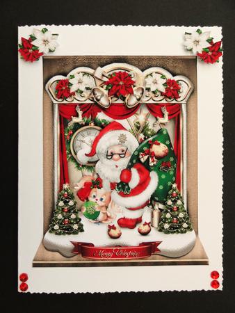 Christmas Cute Santa with Pussy Cat Card Kit by Valerie Spowart