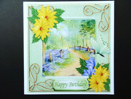 Pretty Lavender Woodland and Yellow Flowers Butterfly by Valerie Spowart