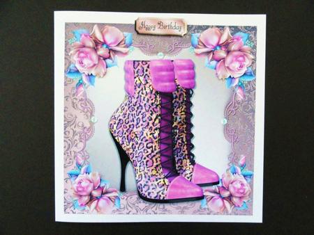 Beautiful Lilac Boots with Roses 8x8 by Valerie Spowart