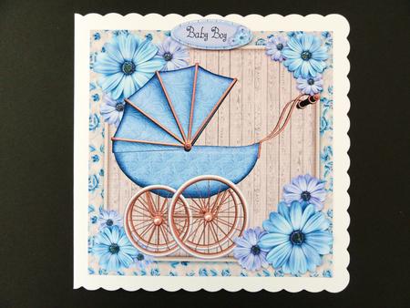 Beautiful Blue Pram 8x8 by Valerie Spowart