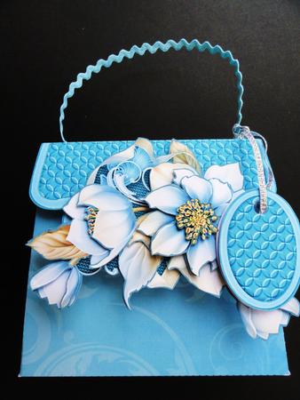 Handbag Gift Box Scroll Pattern with Frosted Floral Decoupag by Valerie Spowart