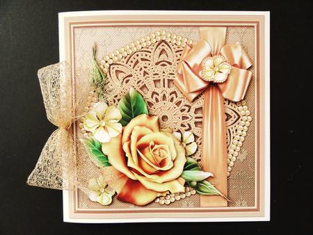 Golden Rose on a Lace Doily 8in x 8in Decoupage Mini Kit by Valerie Spowart