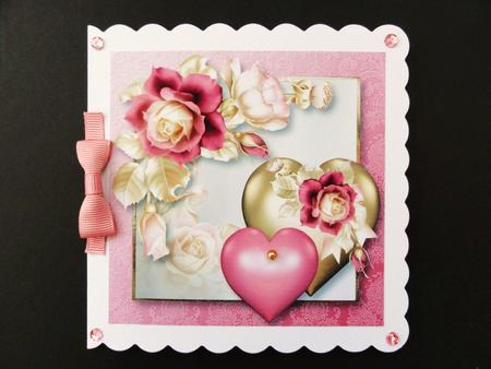 Hearts & Flowers - Pink & Golden 8x8 Quick Topper by Valerie Spowart