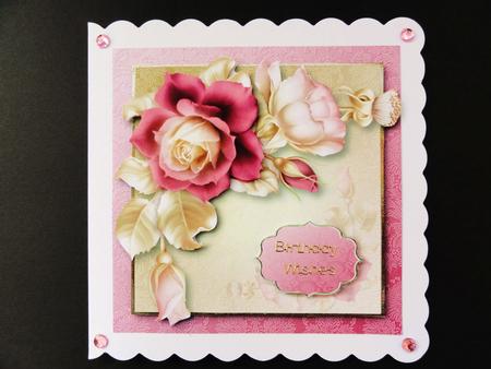 Pretty Pink & Gold Roses by Valerie Spowart
