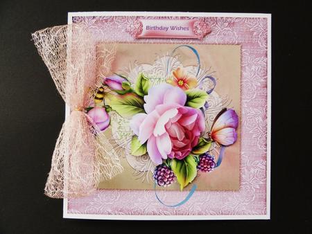 English Rose 7x7 Card with Decoupage by Valerie Spowart