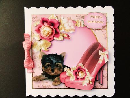 Shoes & Puppy - Pink Roses by Valerie Spowart