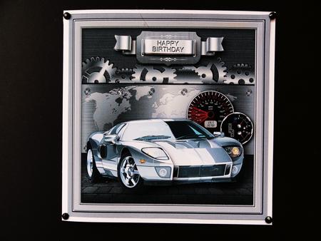 Silver Sports Car with Speedo 8in x 8in Decoupage Mini Kit by Valerie Spowart
