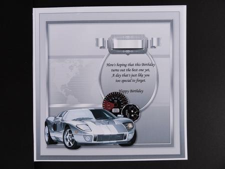 Silver Sports Car with Speedo Matching 8inx8in Inser Plate by Valerie Spowart