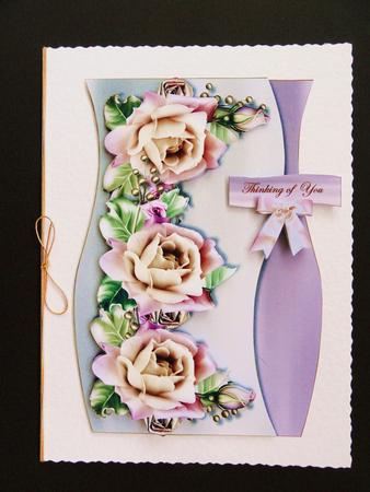 Shaped Card Lavender Winter Roses by Valerie Spowart