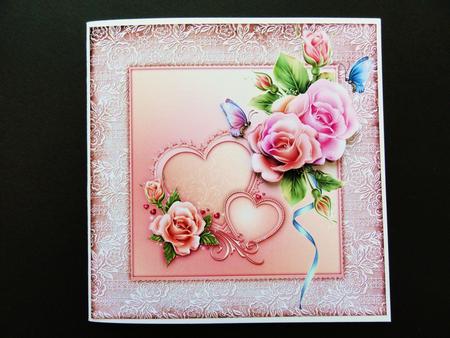 Two Hearts as One 7x7 Card with Decoupage by Valerie Spowart