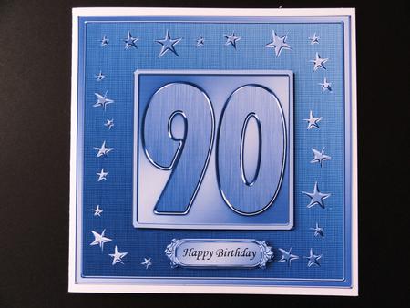 90th Bright Metallic Age Quick Card with Twisted Pyramage by Valerie Spowart