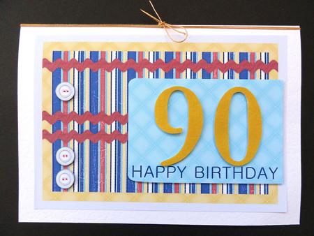 Male Stripes - 90th Birthday Card by Valerie Spowart