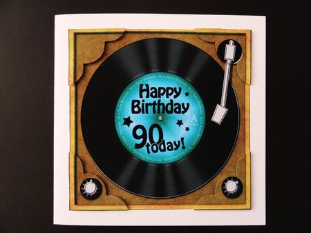 8 x 8 90th Birthday Record Scalloped Corner Topper by Valerie Spowart