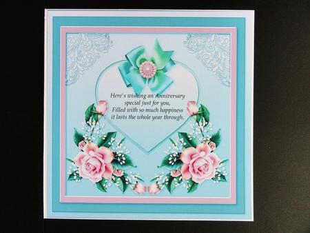 Heart with Pink Roses Matching 8in x 8in Insert Plate by Valerie Spowart