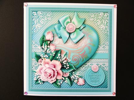 Heart with Pink Roses 8in x 8in Decoupage Mini Kit by Valerie Spowart
