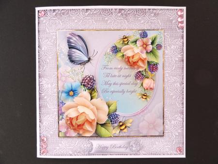 Peach Rose with Verse 7x7 Card and Decoupage by Valerie Spowart