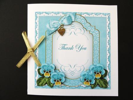 Dteal Pansy Thank You Fancy 7in Decoupage Topper by Valerie Spowart