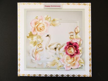 Love Swans 7x7 Card with Decoupage by Valerie Spowart