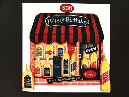 The Little Whiskey Shop Shaped Card Decoupage N Greetings by Valerie Spowart