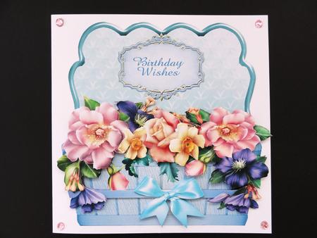 Blue Basket and Roses Shaped Card Mini Kit Plus Gift Card by Valerie Spowart