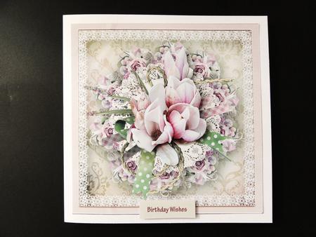 Pink Flower 7.5 Card and Large Decoupage by Valerie Spowart