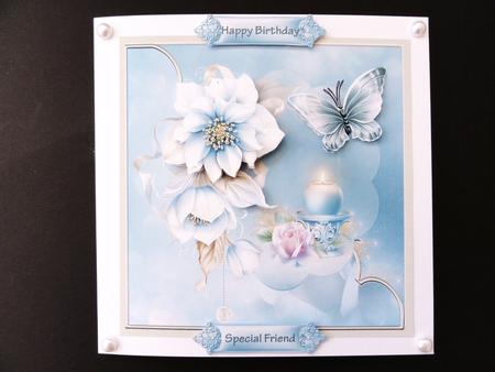 Candle Glow and Rose 7x7 Card with Decoupage by Valerie Spowart