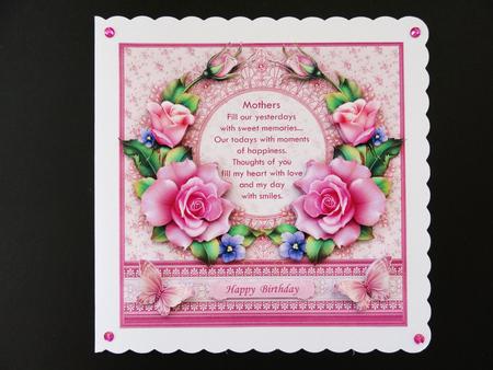 Pink Spring Rose Mothers Day Verse 8x8 Decoupage Mini Kit by Valerie Spowart