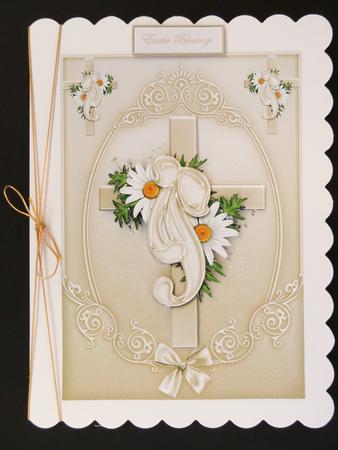 Easter Cross Blessings Card Front by Valerie Spowart