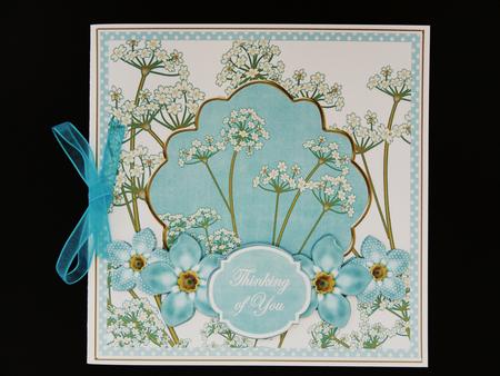 Teal Forget Me Knot Thinking of You 7in Time Topper by Valerie Spowart