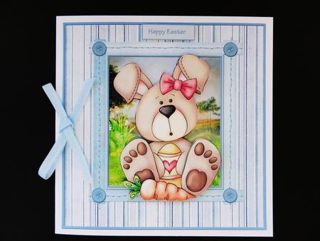 Easter Bunny 8x8 Card with Decoupage by Valerie Spowart