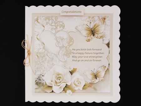 Romantic Hearts and Rose 7x7 Card with Decoupage by Valerie Spowart