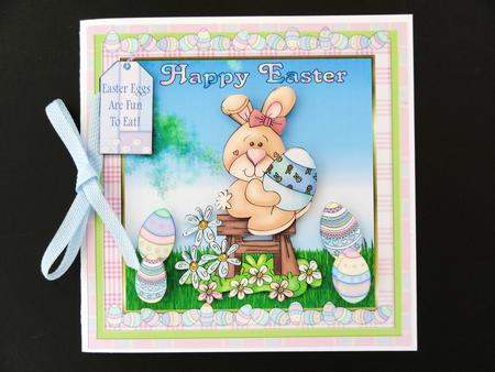 Chocolate Eggs Decoupage Card Front by Valerie Spowart