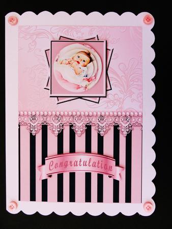 It's a Girl Pyramid Card Front by Valerie Spowart