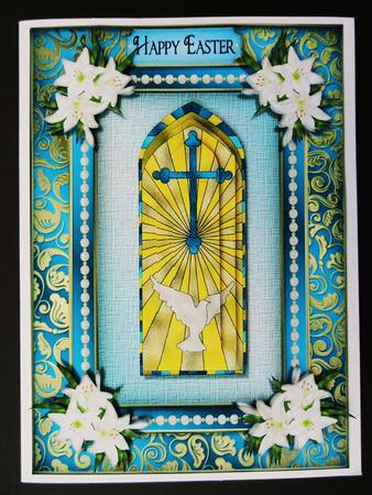 Stained Glass Cross with Lilies Py by Valerie Spowart
